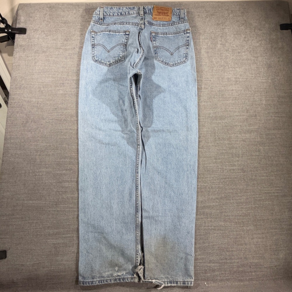 Levi's 505 Straight Leg Jeans Mens 36x32 Light Wash Fair Vintage Made in USA 90s